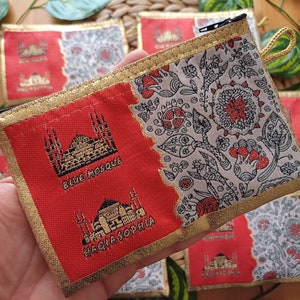 Carteira autêntica Hagia Sophia, porta-moedas turco vermelho, carteira da Mesquita Azul de Istambul, carteira otomana feita à mão, presente muçulmano do Ramadã, bolsa boho