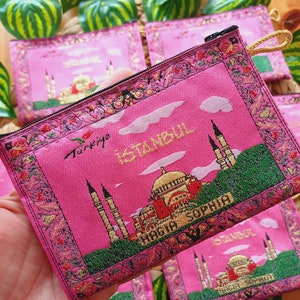 Istanbul Pink Authentic Wallet, Turkish Coin Purse, Hagia Sophia Wallet, Handmade Authentic Turkish Wallet, Wallet Gift for Women