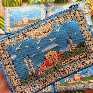 Cartera auténtica de Santa Sofía, monedero turco, cartera de estilo otomano, cartera turca auténtica beige, cartera Estambul, cartera grande