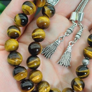 Tigers Eye Prayer Beads, 10 mm Large Natural Stone Misbaha image 6