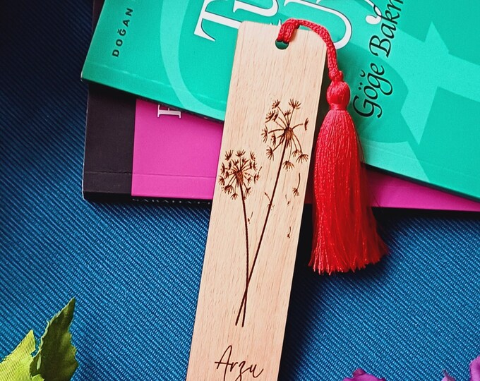 Personalized Wooden Dandelion Bookmark, Customized Bookmark Gift, Laser Engraved Custom Bookmark, Name Bookmark Gift, Cute Bookmark Favor