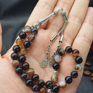Brown Agate Tasbih: 33-Bead Aqeeq Prayer Beads, Muslim Rosary image 9