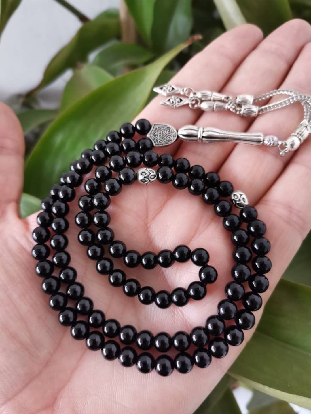 Black Onyx Tasbih: 99 Islamic Misbaha, 6 Mm Small Beaded Rosary - Etsy