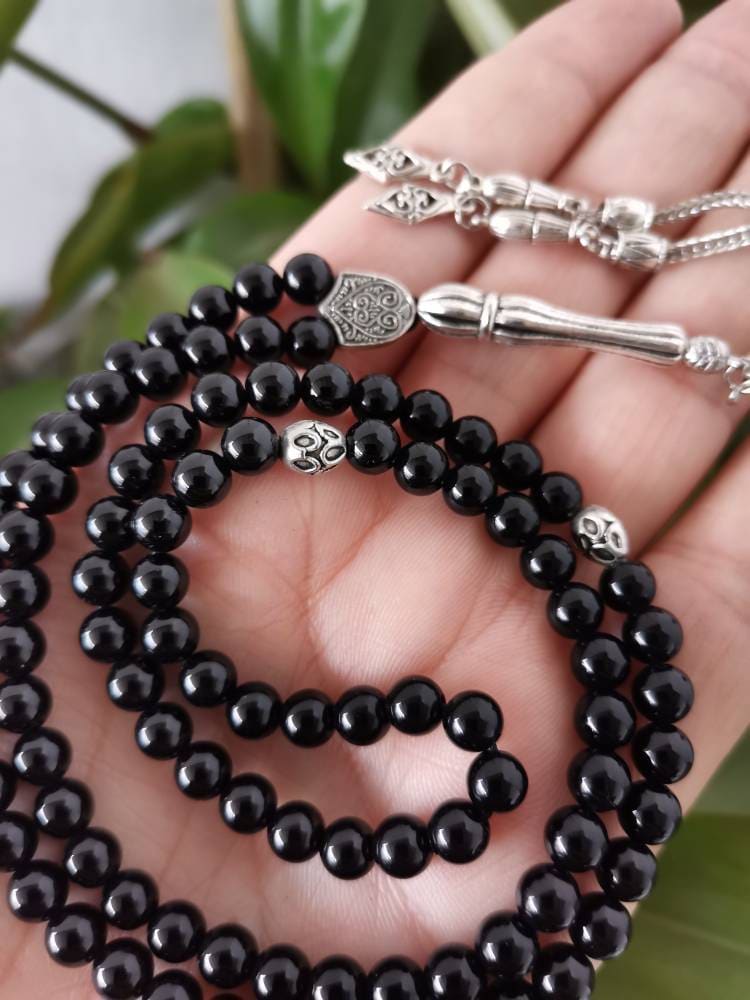 Black Onyx Tasbih: 99 Islamic Misbaha, 6 Mm Small Beaded Rosary - Etsy