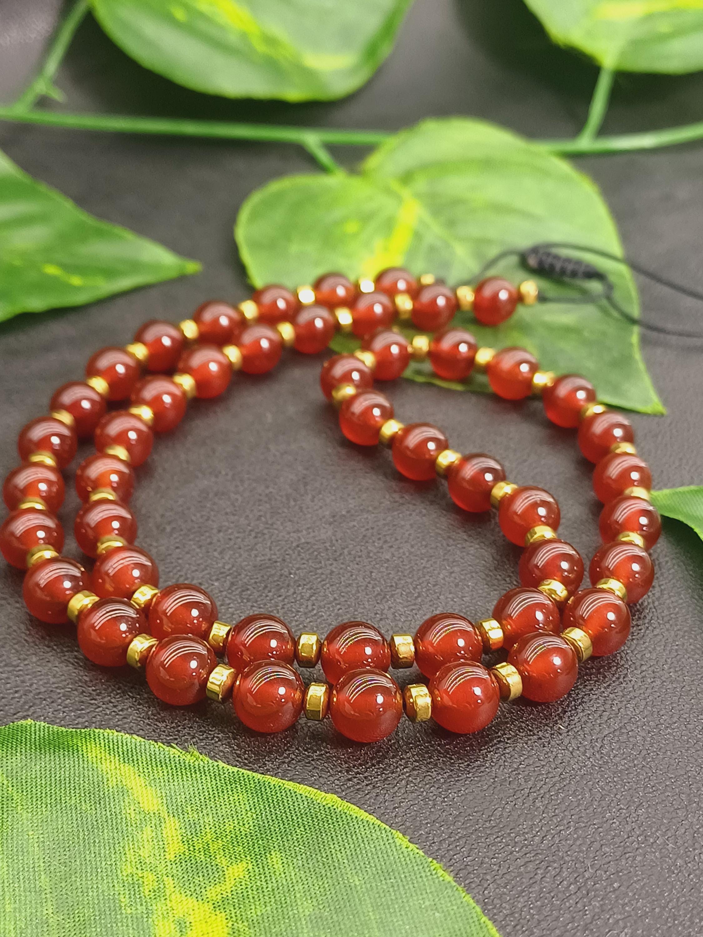 Collier Ras Du Cou En Pierres Naturelles - Agate Rouge, Cornaline, Hématite - Neuf Jamais Porté