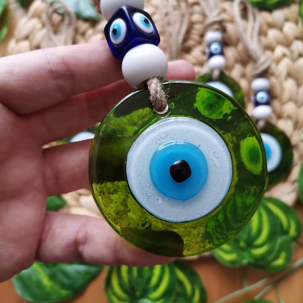 Green Evil Eye Wall Hanging, Evil Eye Wall Decor, Evil Eye Housewarming Gift