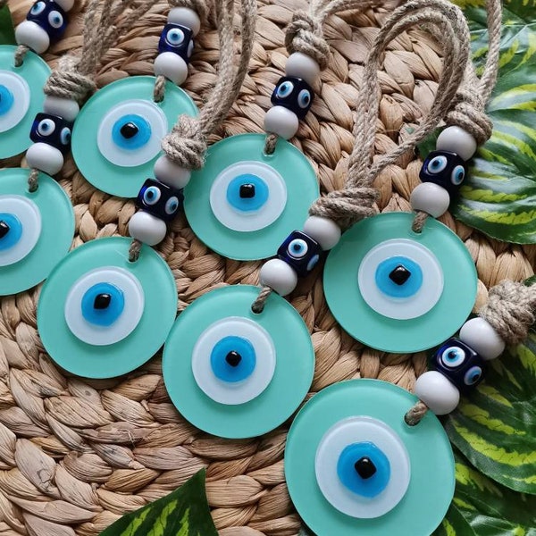 Mint Evil Eye Wall Hanging, Green Evil Eye Office Gift, Evil Eye Home Decor,  Housewarming Favor, Door Hanger Gift, Evil Eye Room Ornament