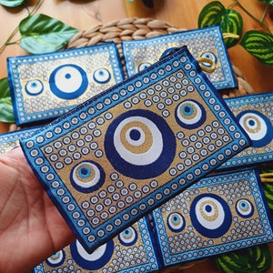 Blaues Evil Eye authentische Brieftasche, handgefertigte türkische Geldbörse, Blaue Hochzeitsgeschenk, süße Federmäppchen, Lehrer Geschenk, blaue Make-up Tasche