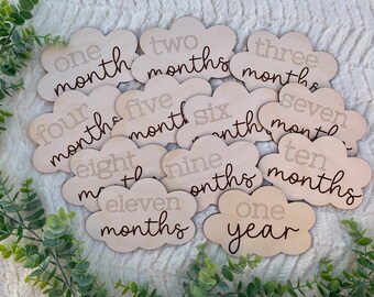 Cloud Wooden Baby Milestone Discs, Photo Props