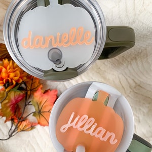 Stanley Name Plate, Stanley Cup Topper, Pumpkin, Fall Stanley, Stanley Tag, Personalized Name Plate, Accessories, Stanley Halloween, Orange