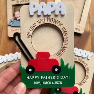 Father's Day Photo Magnet, Father's Day Gift, Photo Frame, Mower, Personalized, Gift for Dad, Gift for Grandpa, Fridge Photo Frame, Visor