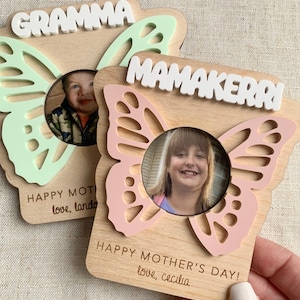 Personalized Mother&#39;s Day Photo Magnet: Butterfly Frame, Gift for Mom