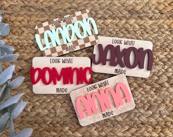 Personalized Kid's Artwork Display Magnet: Laser Cut Birch Wood