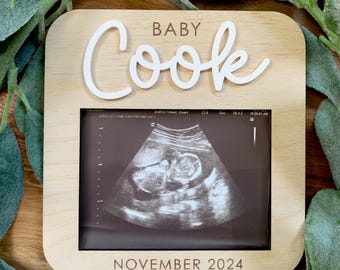 Custom Sonogram Photo Frame Magnet: Pregnancy Announcement Keepsake