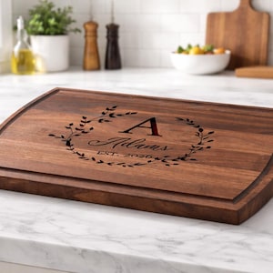 Personalized Cutting Board For Couple, Custom Newlywed Cutting Board, Engraved Cutting Board Anniversary, Monogrammed Gift Cutting Board