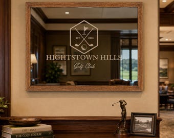 Business Logo Engraved on Mirror, Your Logo Engraved On Mirror, Company Brand On Mirror, Glass Engraved With Logo, Custom Engraved Sign