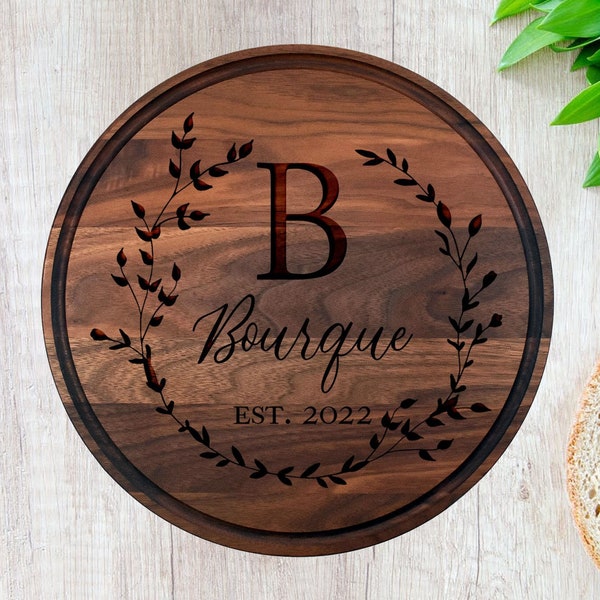 Personalized Cutting Board For Couple, Custom Newlywed Cutting Board, Engraved Cutting Board Anniversary, Monogrammed Gift Cutting Board