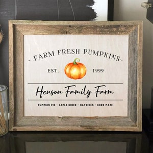 Farm Fresh Pumpkins Sign, Family Farm Sign, Fall Decor, Autumn Signs, Reclaimed Barnwood Signs, Weathered Wood Sign, Thanksgiving Decor Sign