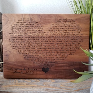 Engraved Wedding Song, First Dance Lyrics, Wood Anniversary Gift, Your Wedding Song Engraved, Wedding Gift, Anniversary Gift, Mothers Day