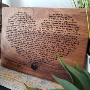 Wedding Song Lyrics Engraved, Wooden Anniversary Gift, First Dance Lyrics, 5th Anniversary, Wood Anniversary, Wedding Gift, 1st Anniversary