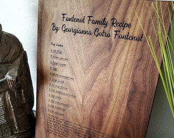 Family Recipe Cutting Board, Handwritten Recipe Engraved Cutting Board, Personalized Cutting Board, Family Keepsake, Family Heriloom Gift