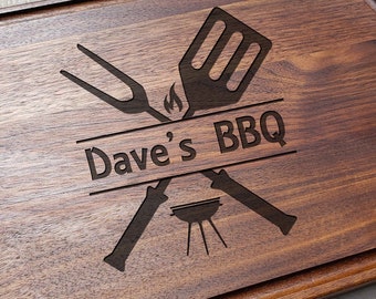 Personalized Cutting Board For Dad, BBQ Cutting Board, Engraved Cutting Board Anniversary, Father's Day Cutting Board, Dad Birthday Gift