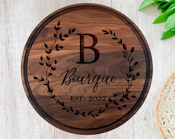 Personalized Cutting Board For Couple, Custom Newlywed Cutting Board, Engraved Cutting Board Anniversary, Monogrammed Gift Cutting Board