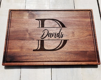 Monogram Engraved On Cutting Board, Custom Engraved Cutting Board With Last Name, Family Name Charcuterie Board, Personalized Cutting Board