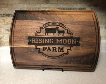 Tabla de cortar con logotipo grabado, logotipo personalizado en tabla de cortar, marca de restaurante, logotipo de empresa grabado, tablas de cortar de madera