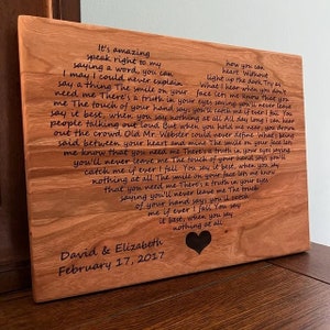 Song Lyrics Engraved, Wedding Gift, First Dance, Wedding Song Engraved, Heart Shape Lyrics, 5th Anniversary Gift, Wood Anniversary Gifts