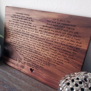 Engraved Wedding Song, First Dance Lyrics, Your Wedding Lyrics Engraved, Heart Shaped Couples Song, Anniversary Gift, Newlywed Gift image 5
