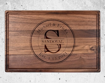 Monogram Cutting Board Gift For Wedding, Custom Newlywed Cutting Board, Engraved Cutting Board Anniversary, Monogrammed Gift Cutting Board
