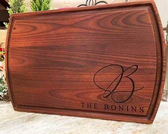 Personalized Cutting Board With Name, Custom Monogram Cutting Board, Engraved Cutting Board for Wedding, 5th Anniversary Gift Cutting Board