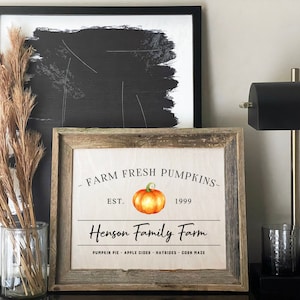 Farm Fresh Pumpkins Sign, Family Farm Sign, Fall Decor, Autumn Signs, Reclaimed Barnwood Signs, Weathered Wood Sign, Thanksgiving Decor Sign image 2