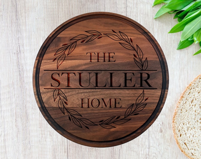 Large Round Cutting Board, Charcuterie Board, Engraved Cutting Boards, Personalized Cutting Board, Customized Wedding Gift, 5th Anniversary