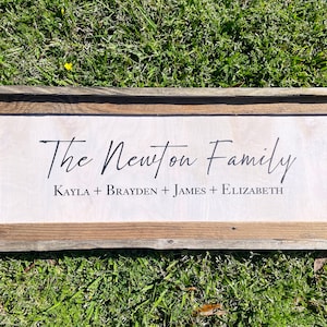 Personalized Family Name Sign Printed On Wood With Barn Wood Frame