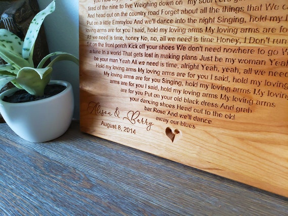 Engraved Wedding Song First Dance Lyrics Your Wedding Lyrics Etsy