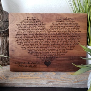 Engraved Wedding Song, First Dance Lyrics, Your Wedding Lyrics Engraved, Heart Shaped Couples Song, Anniversary Gift, Newlywed Gift image 2