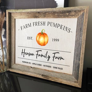 Farm Fresh Pumpkins Sign, Family Farm Sign, Fall Decor, Autumn Signs, Reclaimed Barnwood Signs, Weathered Wood Sign, Thanksgiving Decor Sign image 3