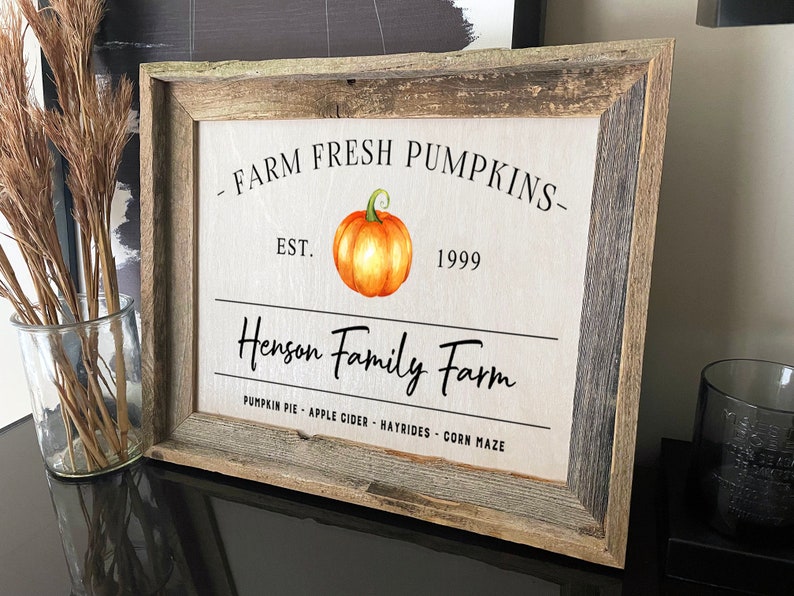 Farm Fresh Pumpkins Sign, Family Farm Sign, Fall Decor, Autumn Signs, Reclaimed Barnwood Signs, Weathered Wood Sign, Thanksgiving Decor Sign image 3