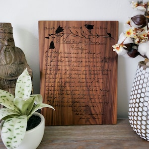 Note manuscrite gravée, Note personnalisée en bois, héritage manuscrit, écriture manuscrite de l'enfant, souvenir manuscrit, écriture réelle