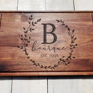 Personalized Cutting Board For Couple, Custom Newlywed Cutting Board, Engraved Cutting Board Anniversary, Monogrammed Gift Cutting Board image 3