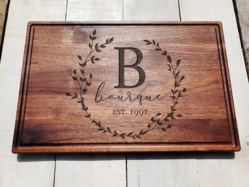 Personalized Cutting Board For Couple, Custom Newlywed Cutting Board, Engraved Cutting Board Anniversary, Monogrammed Gift Cutting Board image 3