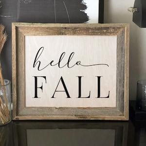 Hallo Herbst Schild, Herbst Holz Schild, Herbst Wohndekor, Herbst Bauernhaus Dekor, Herbst Dekor, Wohnzimmer Schild, Rustikales Herbst Schild, Herbst Mantel Schild