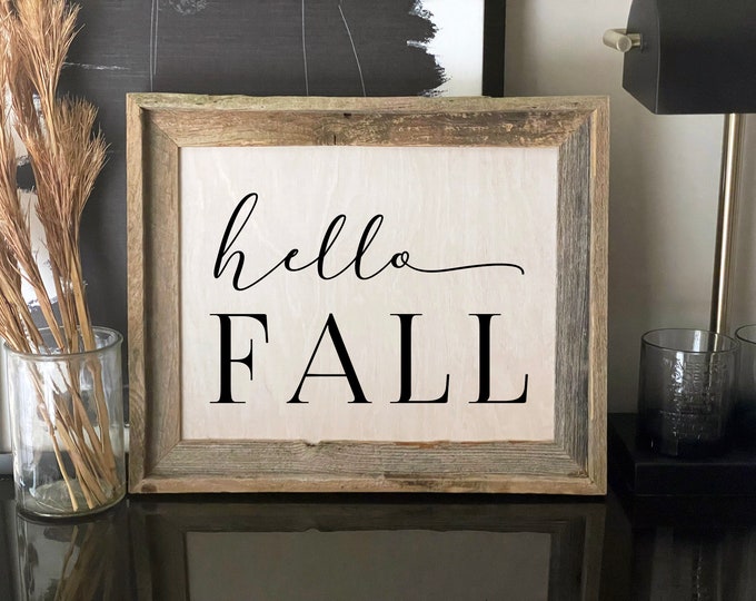 Hello Fall Sign, Fall Wood Sign, Fall Home Decor, Fall Farmhouse Decor, Autumn Decor, Living Room Sign, Rustic Fall Sign, Fall Mantle Sign