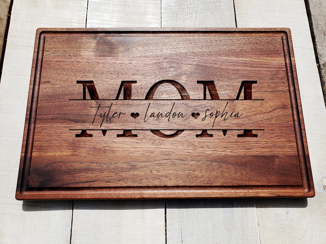 Mother's Day Cutting Board Gift, Custom Engraved, Walnut Wood Cutting