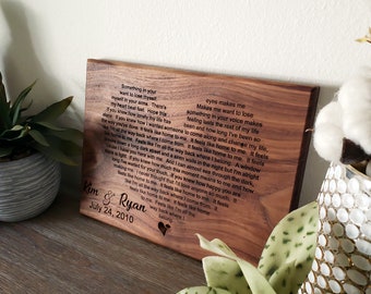 Engraved Wedding Song, First Dance Lyrics, Your Wedding Lyrics Engraved, Heart Shaped Couples Song, Anniversary Gift, Newlywed Gift