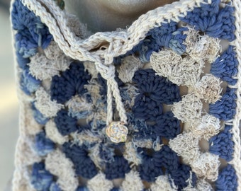 crocheted cotton shoulder crossbody bag