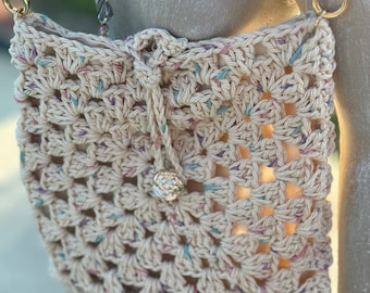 crocheted cotton shoulder crossbody bag