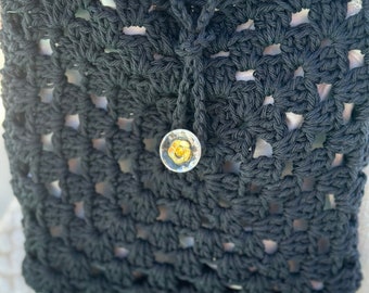 crocheted cotton shoulder crossbody bag